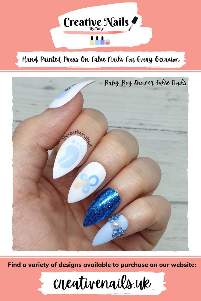 blue baby shower nails
