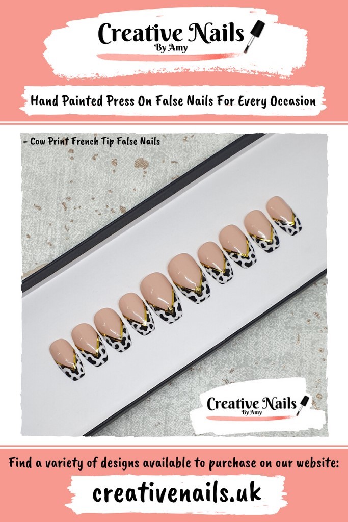 cow print french tip nails