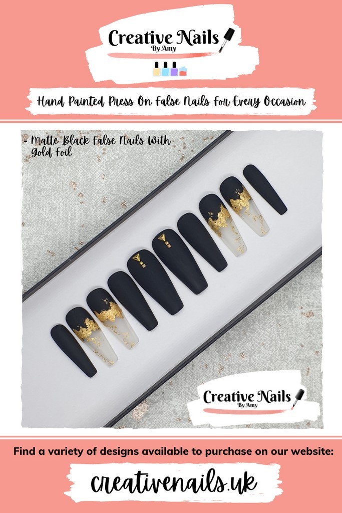 matte black false nails
