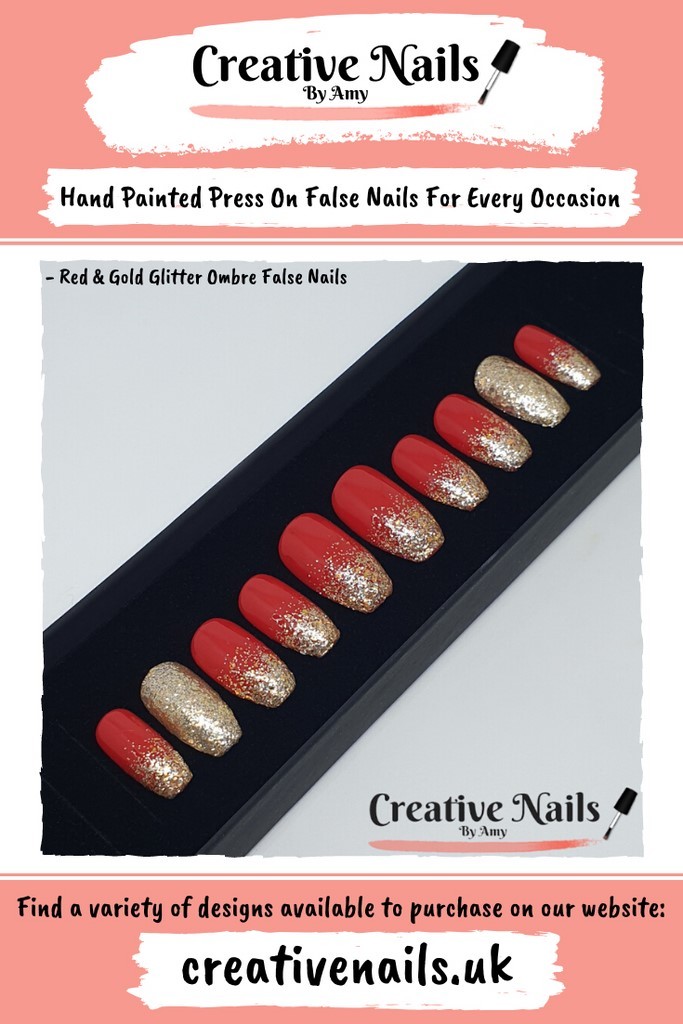 red ombre glitter nails
