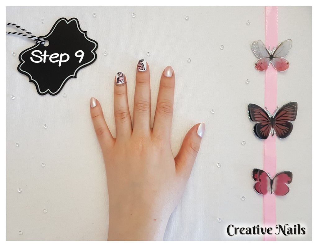 pink butterfly nails
