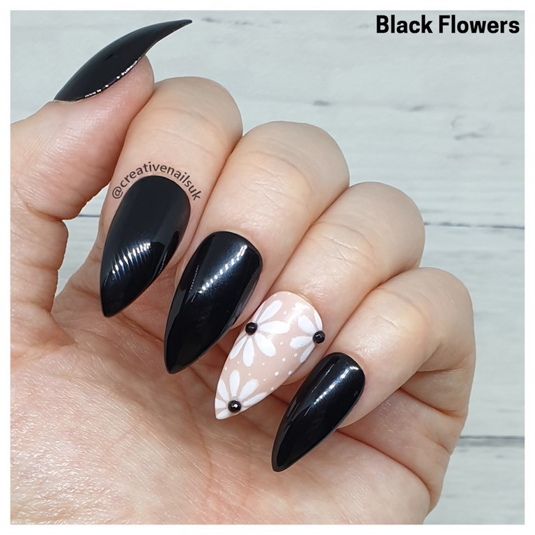 black floral nails