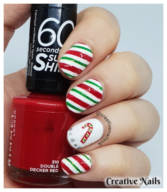 candy cane nail art