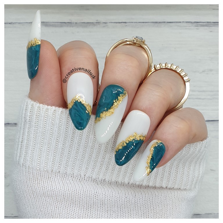 green and gold nails