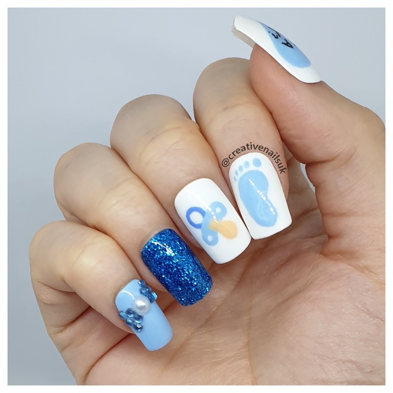 boy baby shower nails