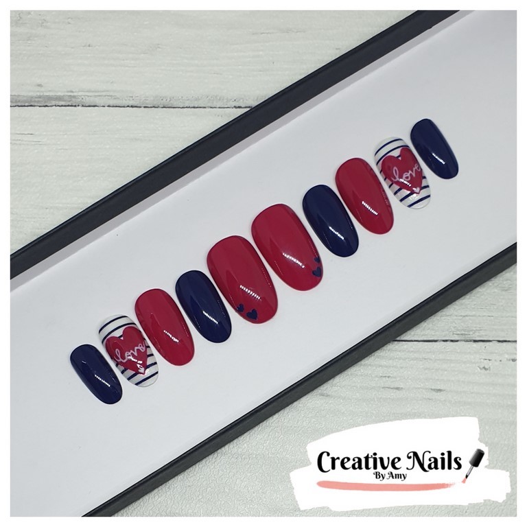 hand painted false nails