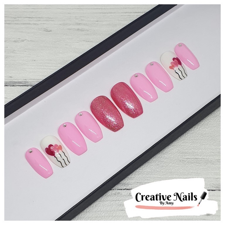 hand painted false nails