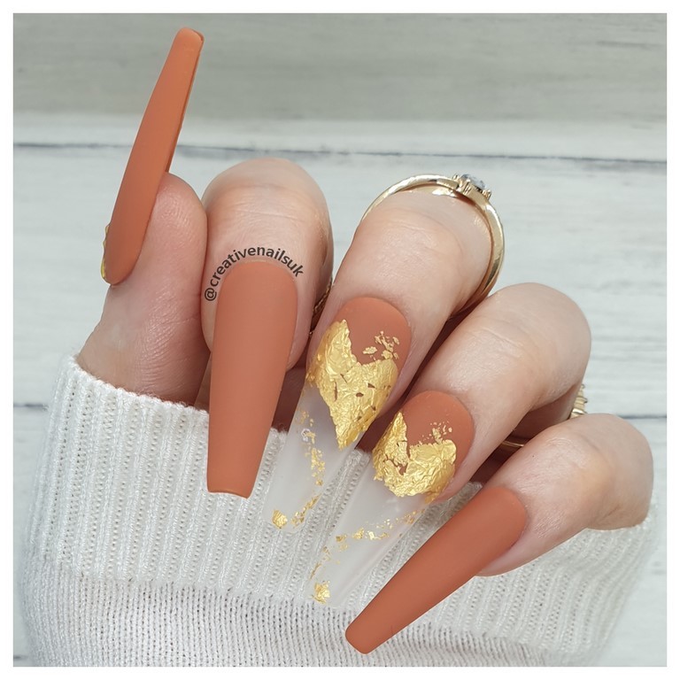 brown and gold nails