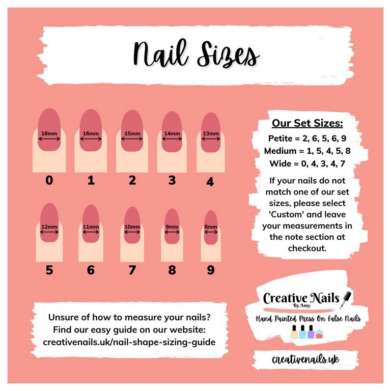 false nails sizing chart