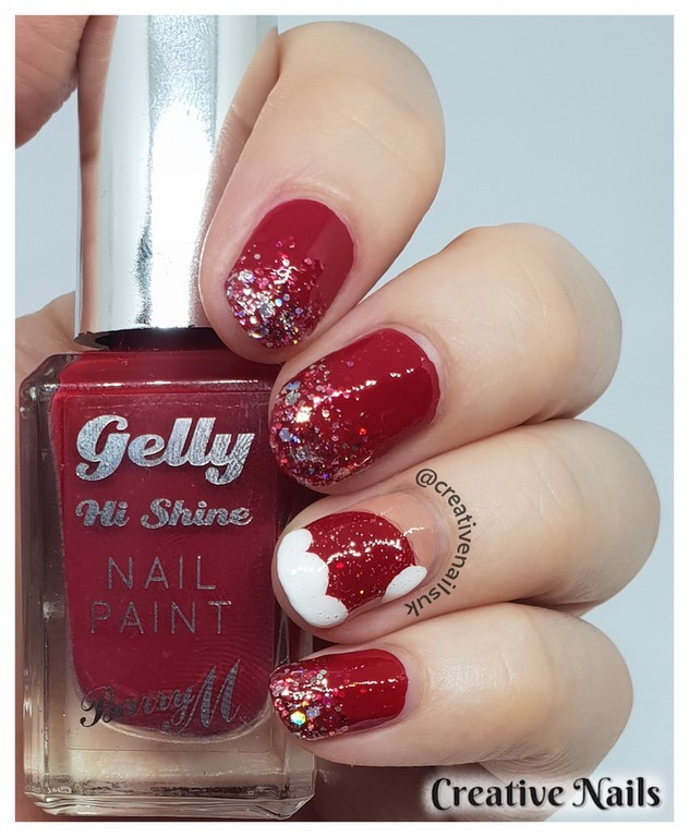 santa hat nail art