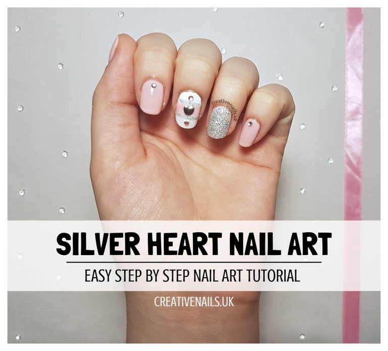 silver heart nail art tutorial