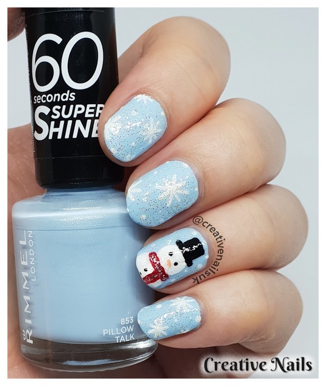 snowman nail art, snowflake nail art