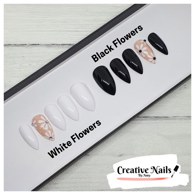 white flowers on nails