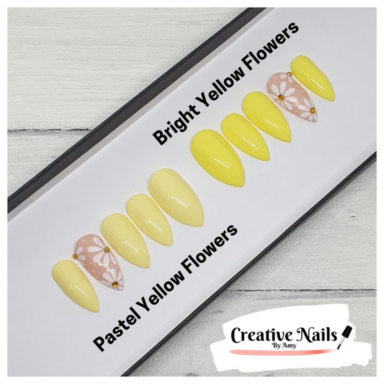 yellow flower nail art