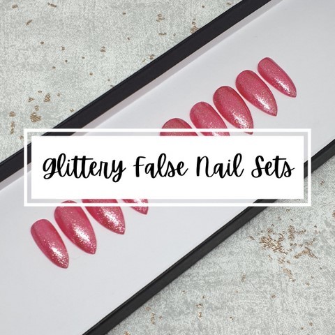 glittery false nails