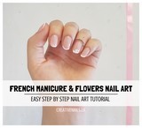 french manicure and flowers nail art tutorial