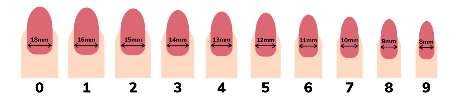 Creative Nails Nail Sizing Chart false nails sizing chart